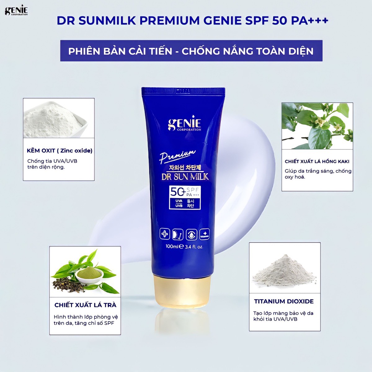 Kem chống nắng phổ rộng đa chức năng Dr Sunmilk Premium Deachi SPF 50 PA+++ 100ml - Ảnh 5
